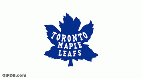 A Blue Maple Leaf With The Words Toronto Maple Leafs Written On It GIF