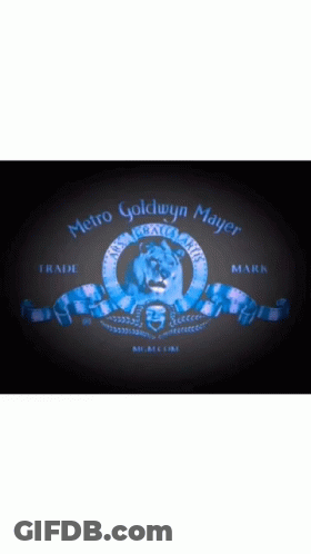 A Blue Metro Goldwyn Mayer Logo With A Lion In The Center GIF
