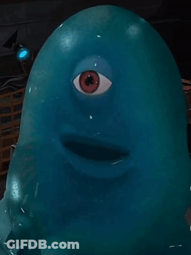 A Blue Monster With A Red Eye And A Mouth GIF