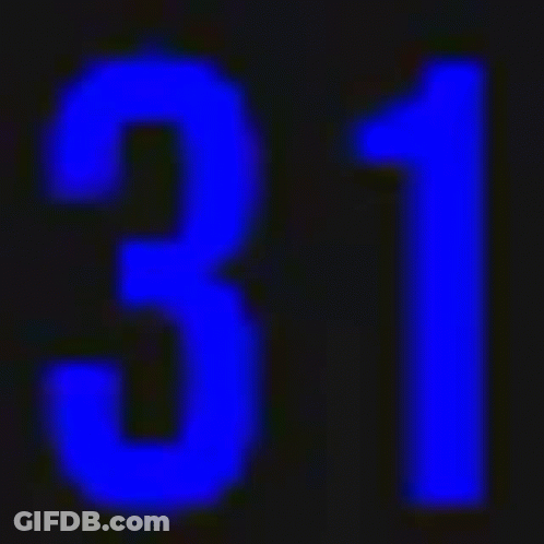 A Blue Number 31 Is Displayed On A Black Background . GIF