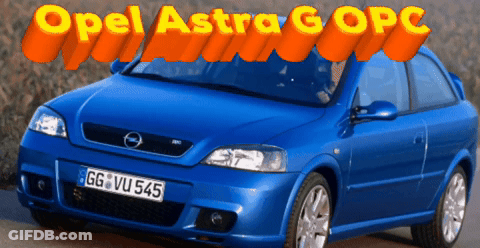 A Blue Opel Astra G Opc With Gg Vu 545 On The Front GIF