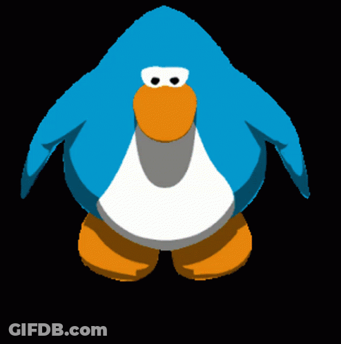 A Blue Penguin With An Orange Beak And Orange Feet GIF