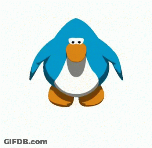 A Blue Penguin With An Orange Beak Is Dancing On A White Background GIF