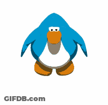 A Blue Penguin With An Orange Beak Is Standing On A White Surface GIF