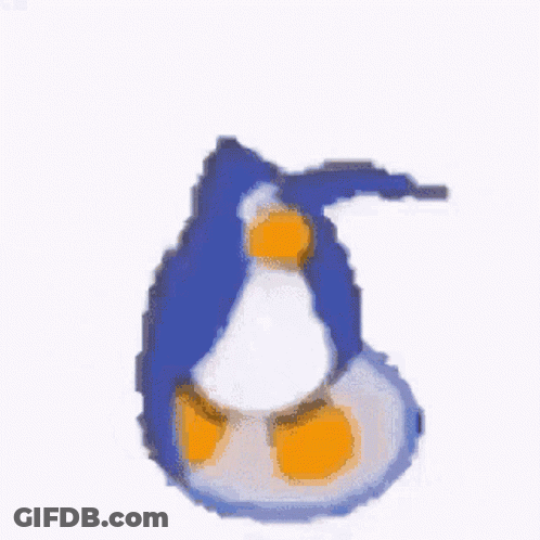 A Blue Penguin With Orange Feet And A Long Tail . GIF