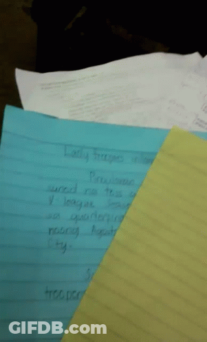 A Blue Piece Of Paper With Lady Trooper Written On It Sits On Top Of A Yellow Piece Of Paper GIF