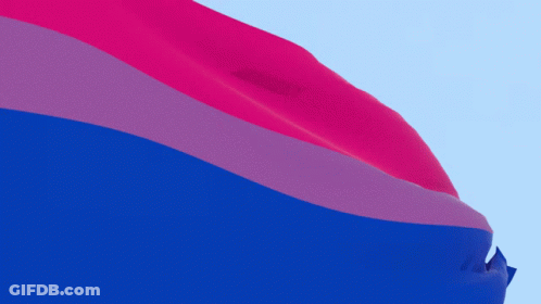 A Blue Pink And Purple Flag With A Blue Sky In The Background GIF