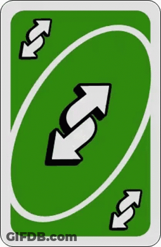 A Blue Playing Card With Two White Arrows Pointing In Opposite Directions . GIF