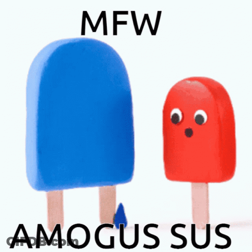 A Blue Popsicle And A Red Popsicle With Googly Eyes On A White Background GIF