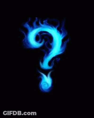 A Blue Question Mark Is Glowing In The Dark On A Black Background GIF