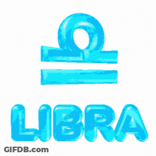 A Blue Sign That Says Libra On It GIF