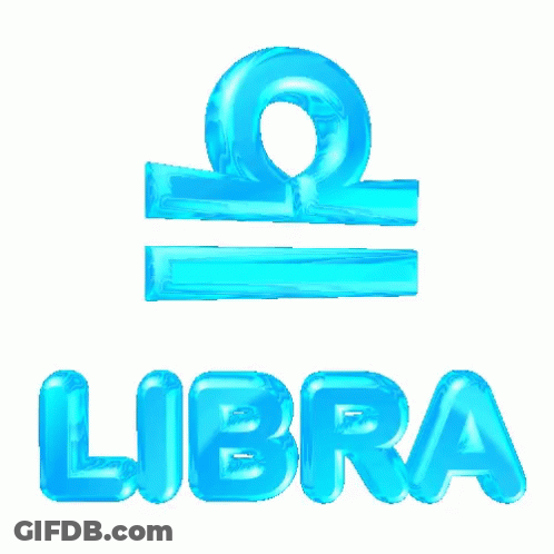 A Blue Sign That Says Libra On It GIF