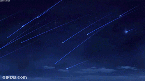 A Blue Sky With A Few Shooting Stars And A Watermark That Says Semeniol GIF