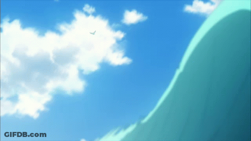 A Blue Sky With White Clouds And A Green Hill GIF