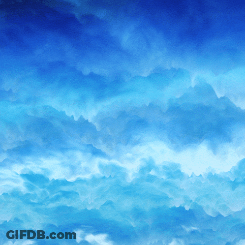A Blue Sky With White Clouds Floating In It GIF