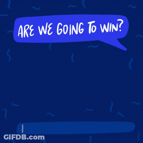 A Blue Speech Bubble Says Are We Going To Win GIF