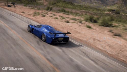 A Blue Sports Car With A License Plate That Says ' A ' On It GIF