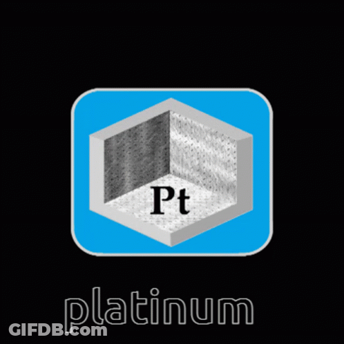 A Blue Square With The Word Platinum In White GIF