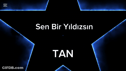 A Blue Star That Says Sen Bir Yildizgin Tan On It GIF