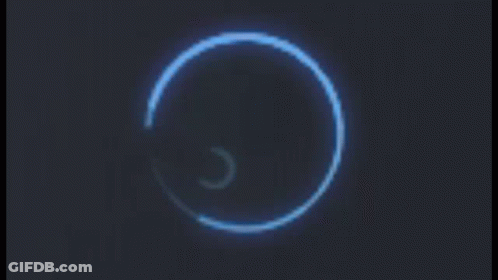 A Blue Steam Logo Is Glowing On A Black Background GIF