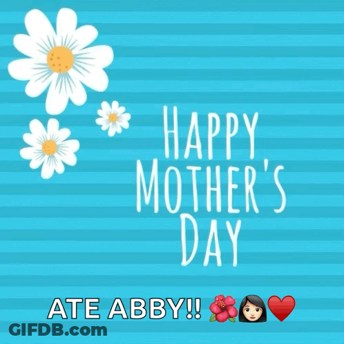 A Blue Striped Background With Flowers And The Words Happy Mother 'S Day Written On It GIF