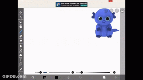 A Blue Stuffed Animal Is Being Drawn On A Piece Of Paper In A Drawing App GIF