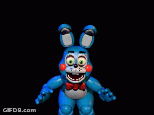 A Blue Stuffed Animal With A Red Bow Tie And Big Eyes GIF
