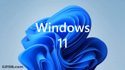 A Blue Swirl With The Words Windows 11 On It GIF
