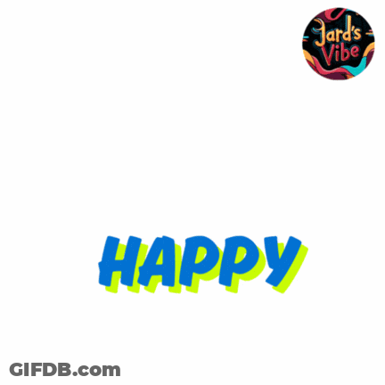 A Blue Teddy Bear Is Surrounded By Stars And The Word Happy GIF