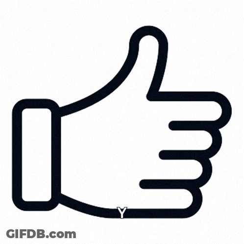 A Blue Thumbs Up Sign With The Letter Y Underneath GIF