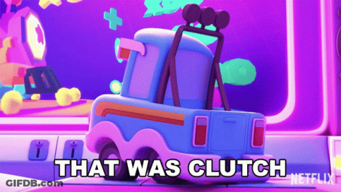 A Blue Toy Truck With The Words That Was Clutch Written On It GIF