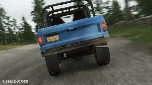 A Blue Truck With A New York License Plate That Says Pa330n GIF