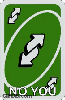 A Blue Uno Card That Says " No You " GIF