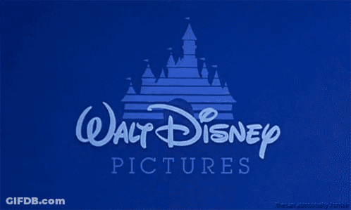 A Blue Walt Disney Pictures Logo With A Castle In The Center GIF