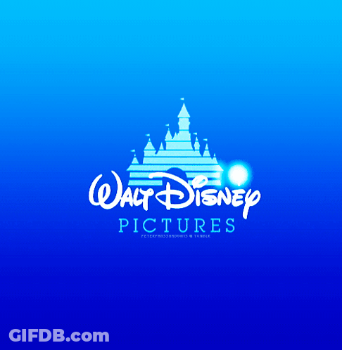 A Blue Walt Disney Pictures Logo With A Castle On It GIF