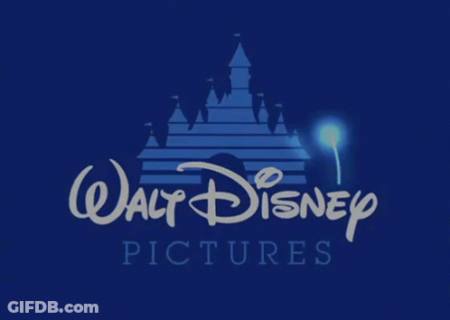 A Blue Walt Disney Pictures Logo With A Castle On It GIF