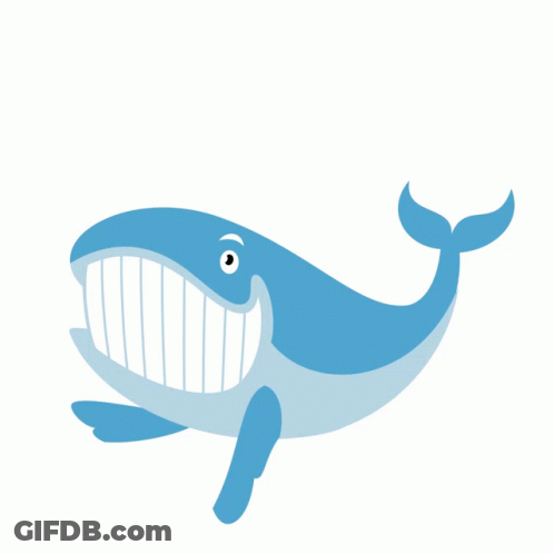 A Blue Whale With A Big Smile On Its Face Is On A White Background GIF