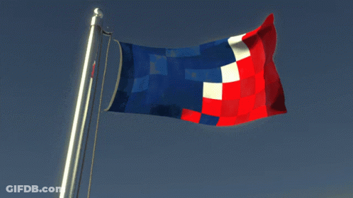 A Blue White And Red Flag Is Flying In The Wind GIF