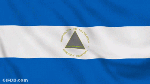 A Blue White And Yellow Flag With The Words Republica De Nicaragua America Central GIF