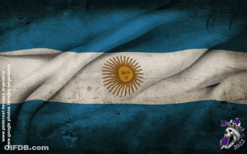 A Blue White And Yellow Flag With The Year 2022 GIF