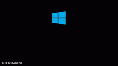 A Blue Windows Logo Is Displayed On A Black Background . GIF