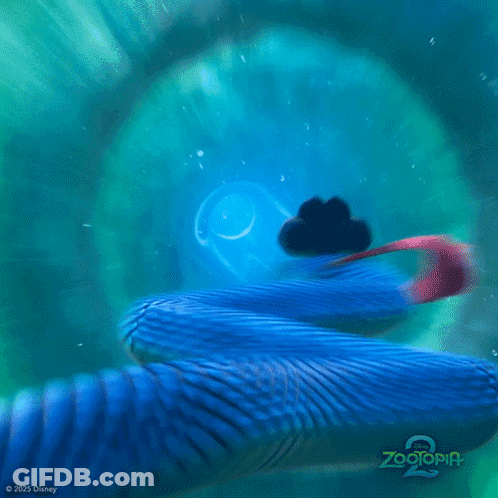 A Blue Worm Is Swimming Through A Tunnel In A Zootopia 2 Poster . GIF