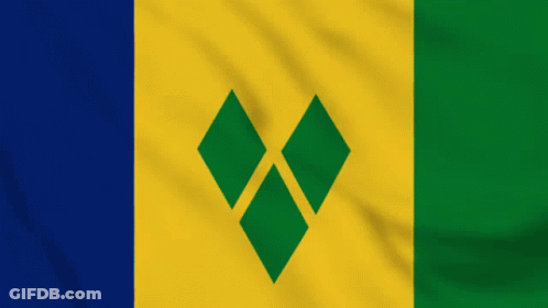 A Blue Yellow And Green Flag With A Green Diamond In The Middle GIF