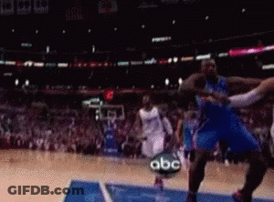 A Blurred Image Of A Basketball Game With Abc Advertising On The Side Of The Court GIF