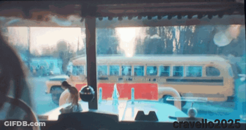 A Blurred Image Of A Bus With The Year 2025 On The Bottom GIF