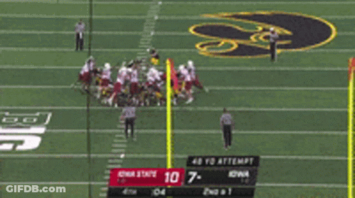A Blurred Image Of A Football Game With A Score Of 10 7 GIF