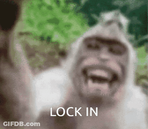 A Blurred Image Of A Gorilla With The Words Lock In Written Below It GIF