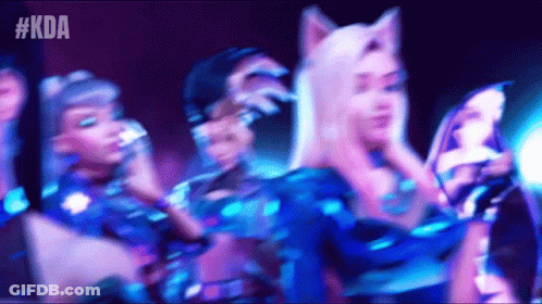 A Blurred Image Of A Group Of People With #Kda Written On The Bottom GIF