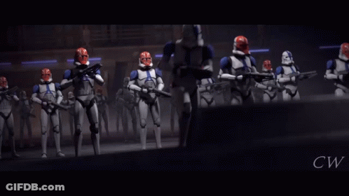 A Blurred Image Of A Group Of Soldiers With The Cw Logo In The Corner GIF