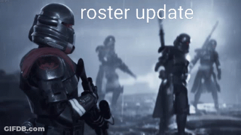 A Blurred Image Of A Group Of Soldiers With The Words Roster Update On The Bottom GIF